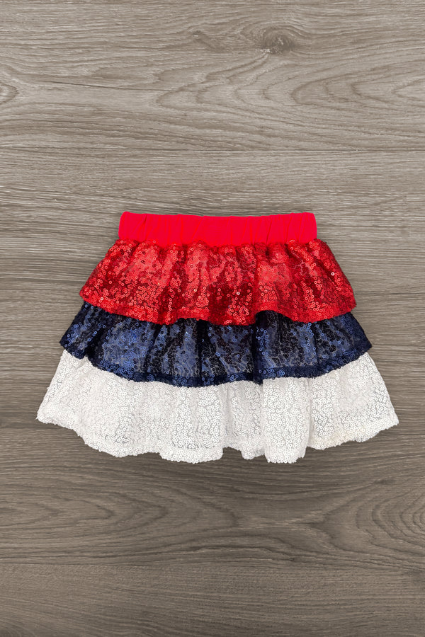 American Flag Sequin Skirt Set