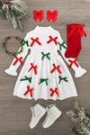 Red & Green Bow Sweater Dress | Sparkle in Pink