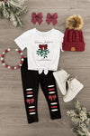 "Bows Before Mistletoes" Legging Set | Sparkle in Pink