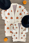 Mom & Me - Cozy Cream Pumpkin Cardigan - Sparkle in Pink