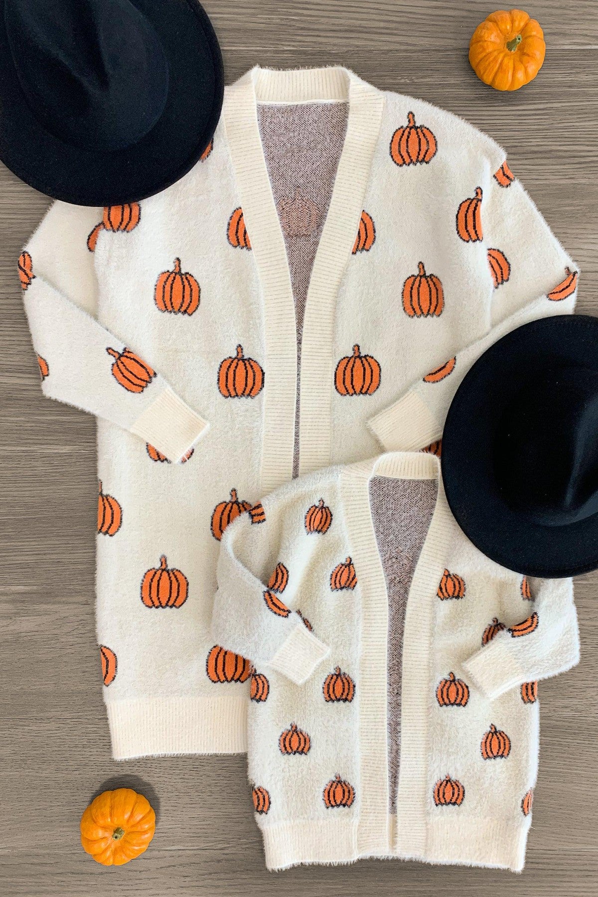 Mom & Me - Cozy Cream Pumpkin Cardigan - Sparkle in Pink