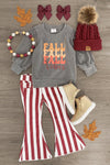 "Fall Vibes" Burgundy Striped Bell Bottom Set - Sparkle in Pink