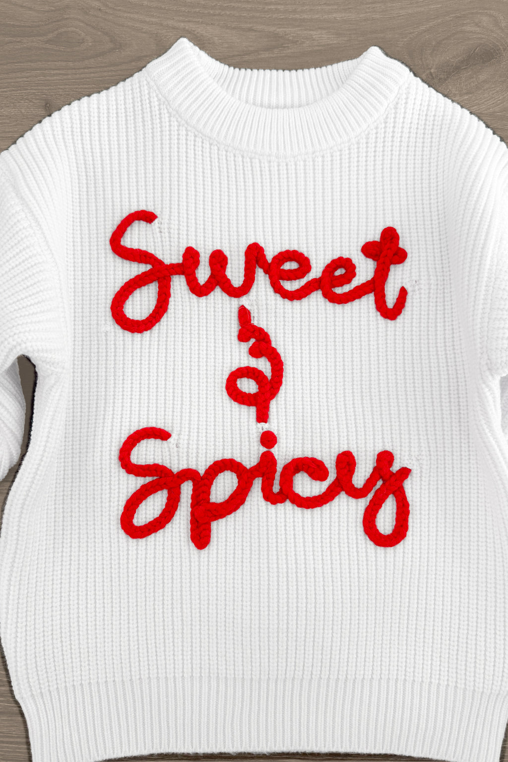 "Sweet & Spicy" White Knit Sweater | Sparkle in Pink
