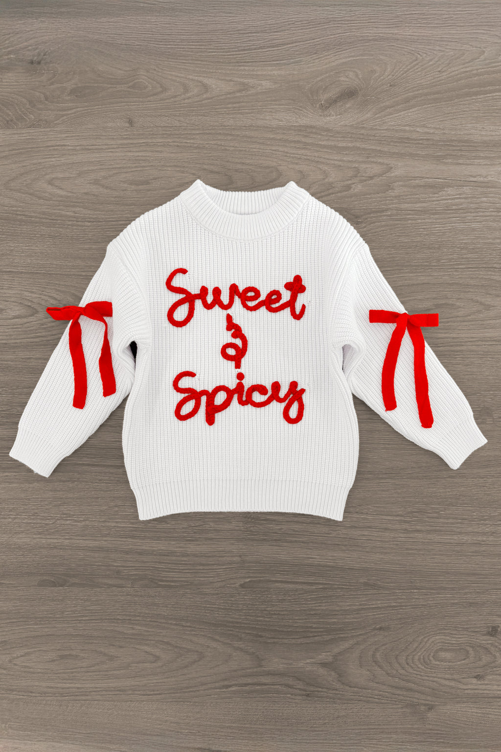 "Sweet & Spicy" White Knit Sweater | Sparkle in Pink