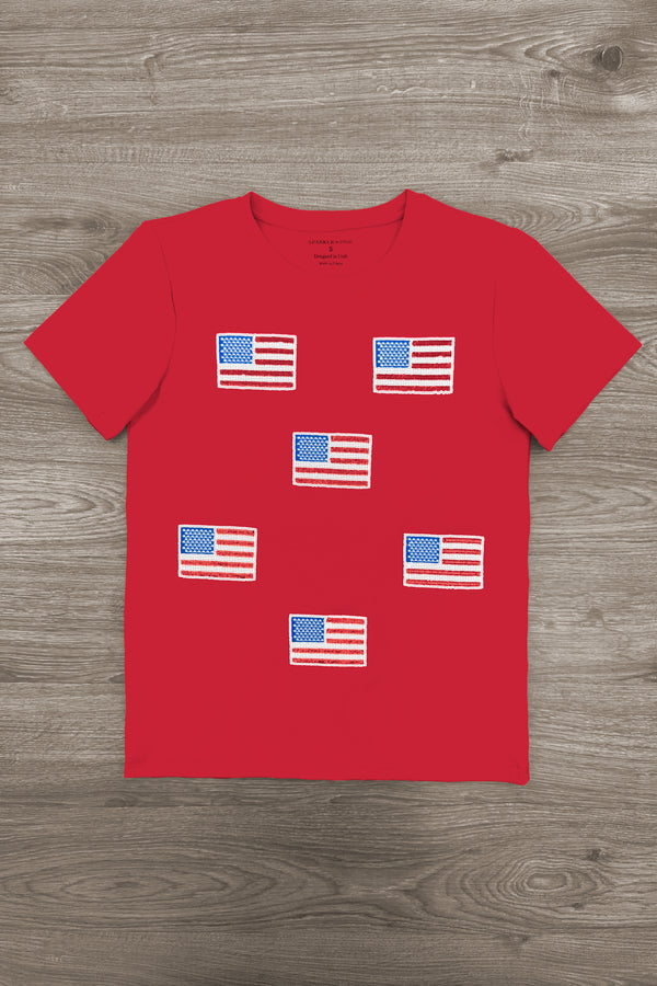 Red & White American Flag Tops