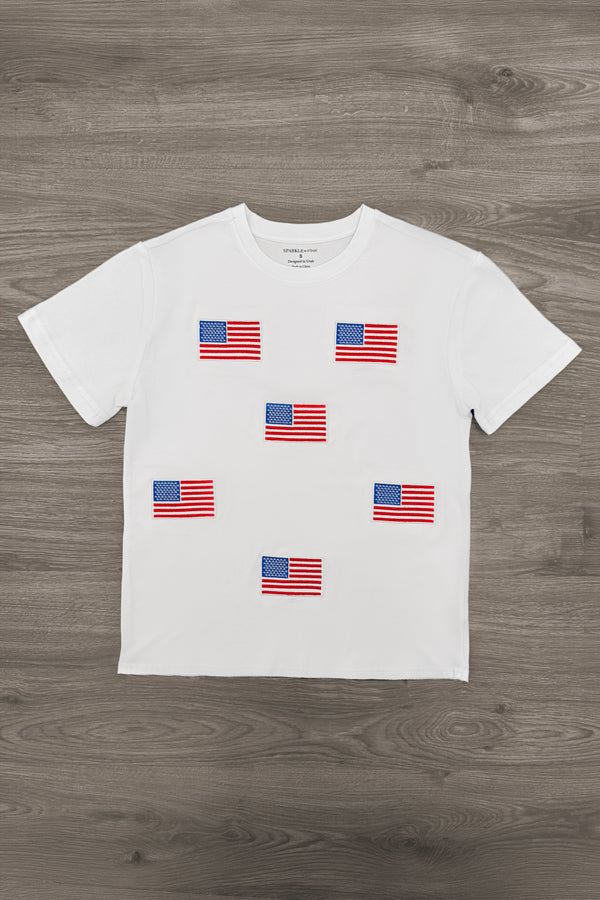 Red & White American Flag Tops