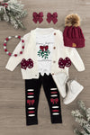 Cream Bow Sweater Cardigan | Sparkle in Pink