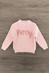 "Merry" Knit Pink Sweater Flare Pant Set | Sparkle in Pink