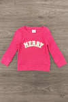"Merry" White Denim Bell Bottom Set | Sparkle in Pink