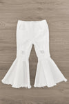 "Merry" White Denim Bell Bottom Set | Sparkle in Pink
