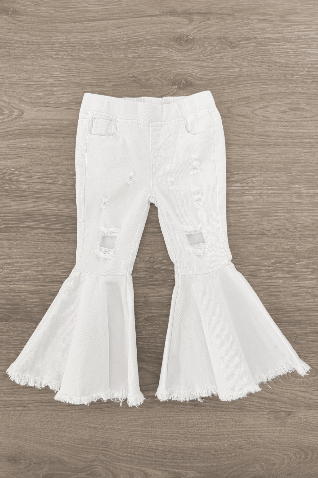 "Merry" White Denim Bell Bottom Set | Sparkle in Pink