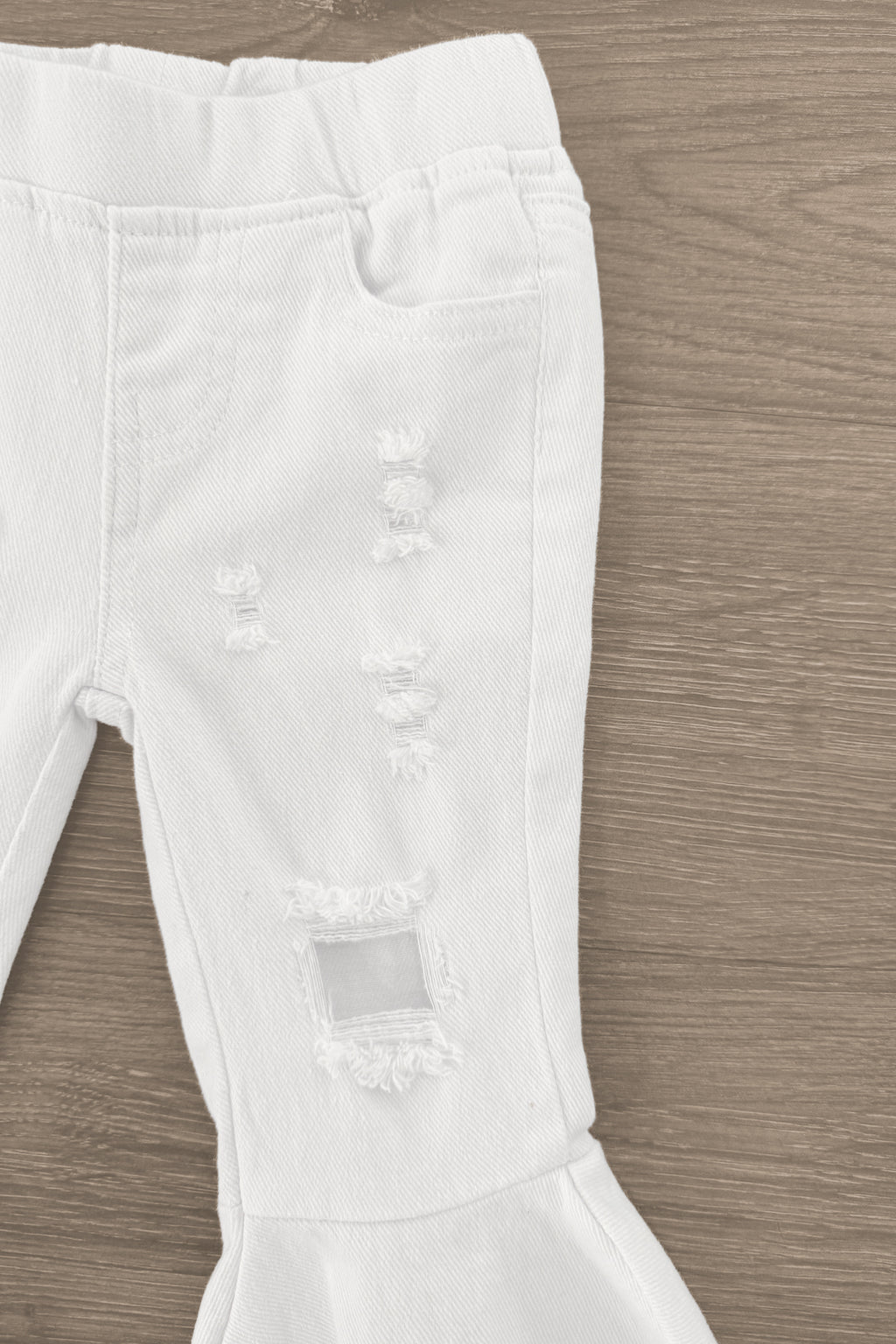 "Merry" White Denim Bell Bottom Set | Sparkle in Pink