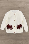Cream Bow Sweater Cardigan | Sparkle in Pink