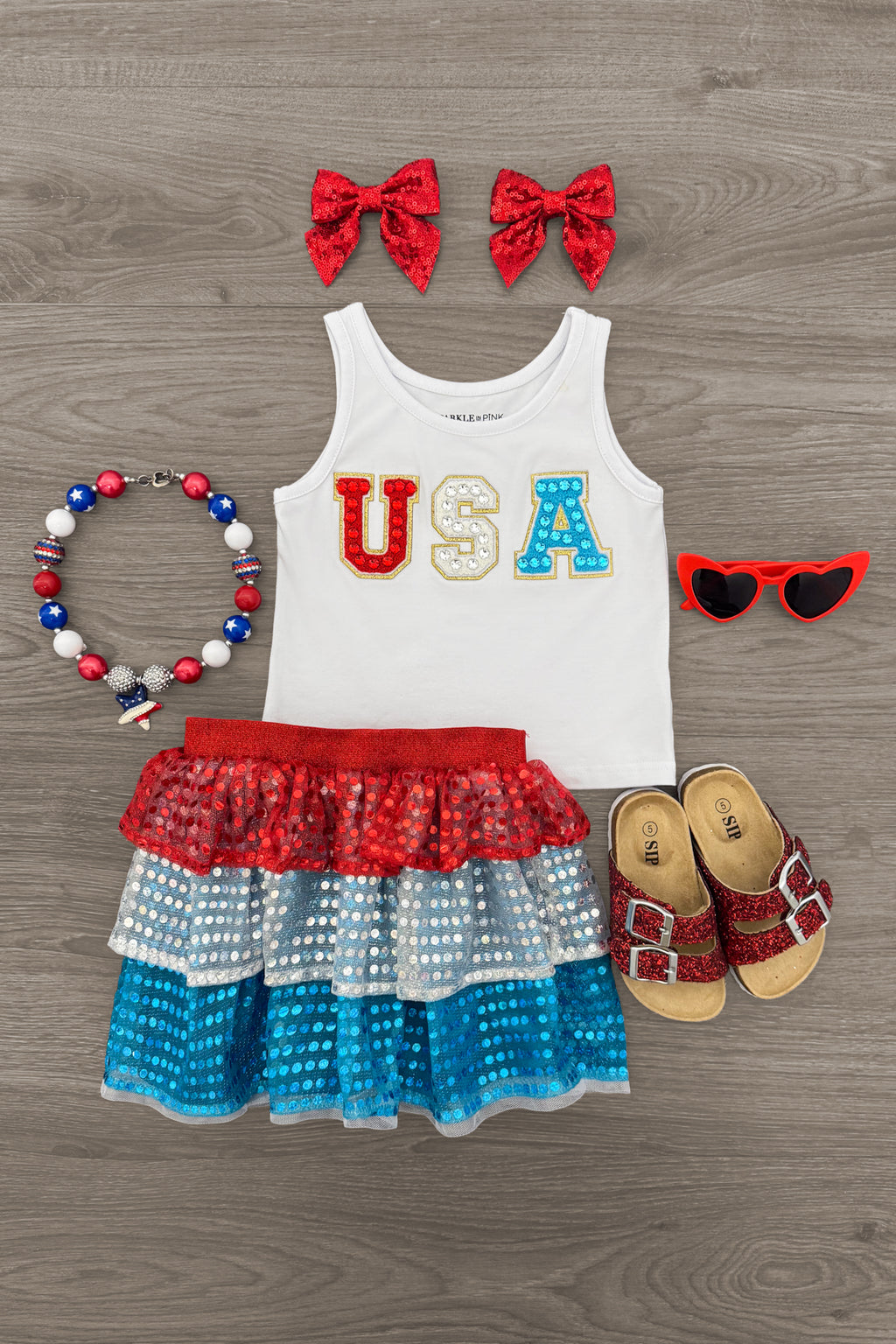Mom & Me - "USA" Top & Skirt Set | Sparkle in Pink