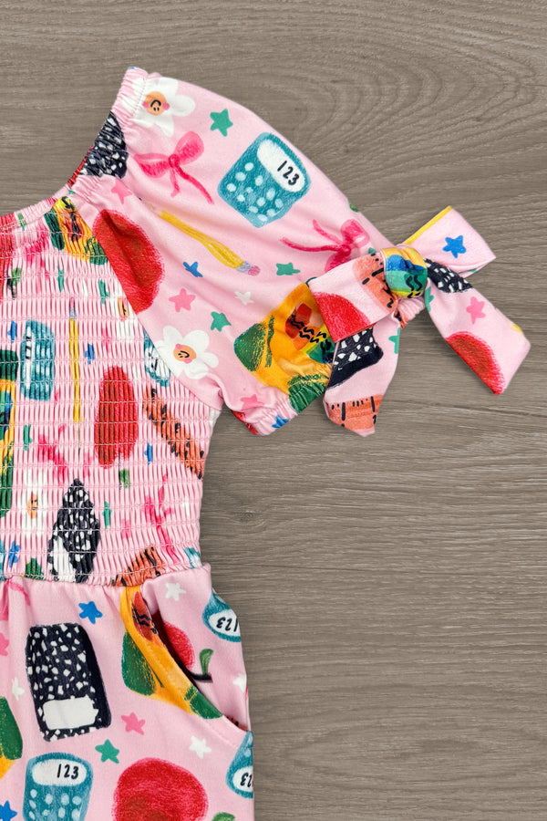 Pink School Supplies Jumpsuit | Sparkle in Pink