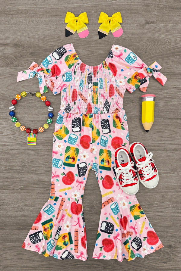 Pink School Supplies Jumpsuit | Sparkle in Pink