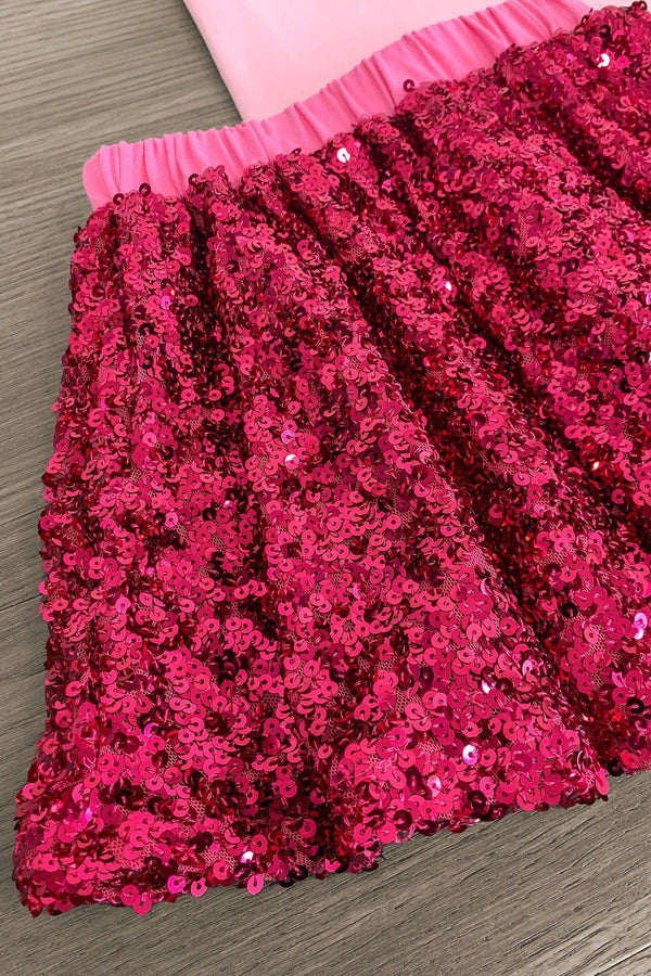 "Let's Go Party" Pink Sequin Skirt Set | Sparkle in Pink