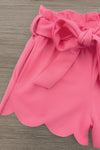 White & Pink Stripe Short Set