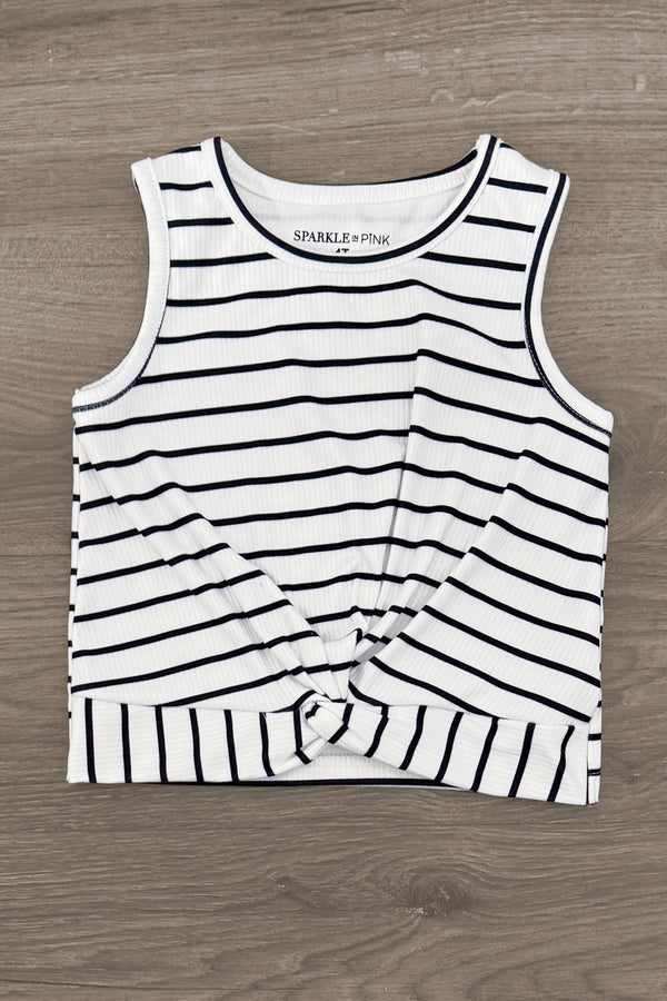 White & Pink Stripe Short Set