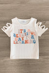 "It's A Beautiful Day For Learning" Pleather Short Set | Sparkle in Pink