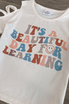 "It's A Beautiful Day For Learning" Pleather Short Set | Sparkle in Pink