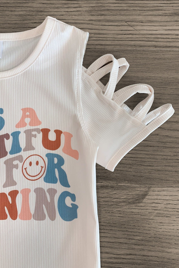"It's A Beautiful Day For Learning" Pleather Short Set | Sparkle in Pink