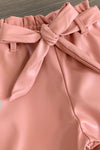 "It's A Beautiful Day For Learning" Pleather Short Set | Sparkle in Pink