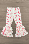 Red Candy Cane Ruffle Bell Bottom Set | Sparkle in Pink