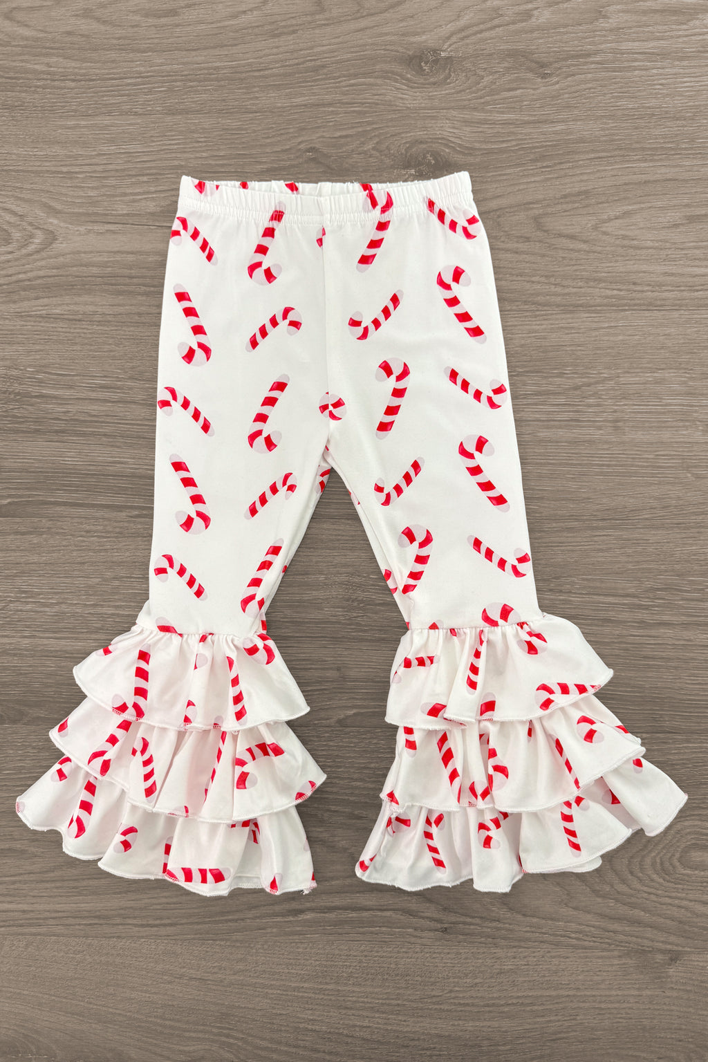 Red Candy Cane Ruffle Bell Bottom Set | Sparkle in Pink