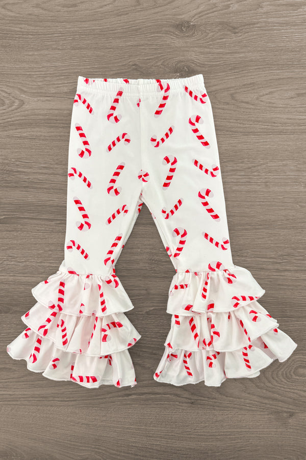 Red Candy Cane Ruffle Bell Bottom Set | Sparkle in Pink