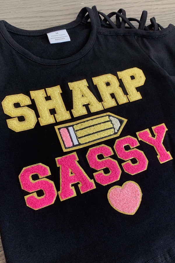 "Sharp & Sassy" Denim Short Set | Sparkle in Pink