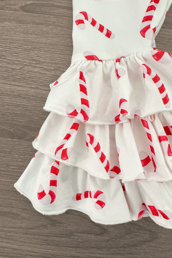Red Candy Cane Ruffle Bell Bottom Set | Sparkle in Pink