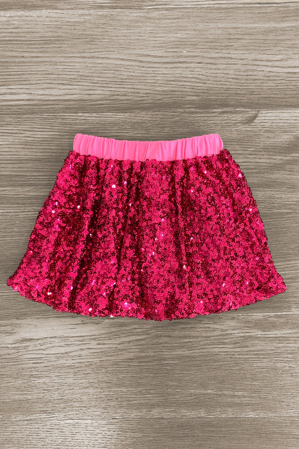 "Let's Go Party" Pink Sequin Skirt Set | Sparkle in Pink