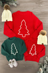 Mom & Kid - Red & Green Christmas Tree Knit Sweater | Sparkle in Pink