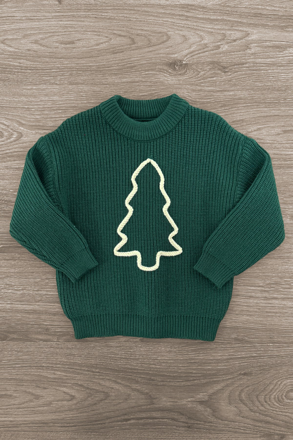 Mom & Kid - Red & Green Christmas Tree Knit Sweater | Sparkle in Pink