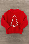 Mom & Kid - Red & Green Christmas Tree Knit Sweater | Sparkle in Pink