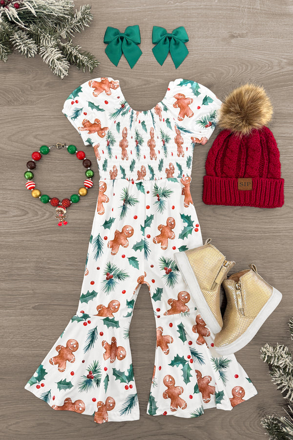 White Holly Gingerbread Jumpsuit | Sparkle in Pink