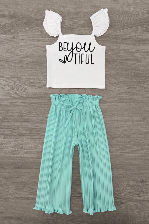 "Be You Tiful" Mint Pant Set
