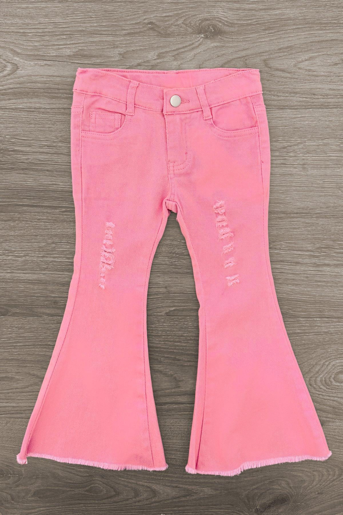 Pink Pencil Flare Denim Pant Set