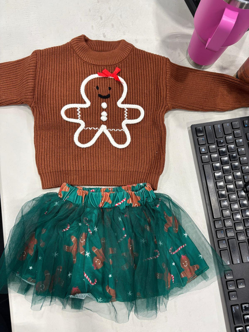 Green Gingerbread Tutu Skirt Set | Sparkle in Pink