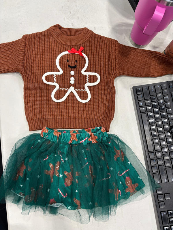 Green Gingerbread Tutu Skirt Set | Sparkle in Pink