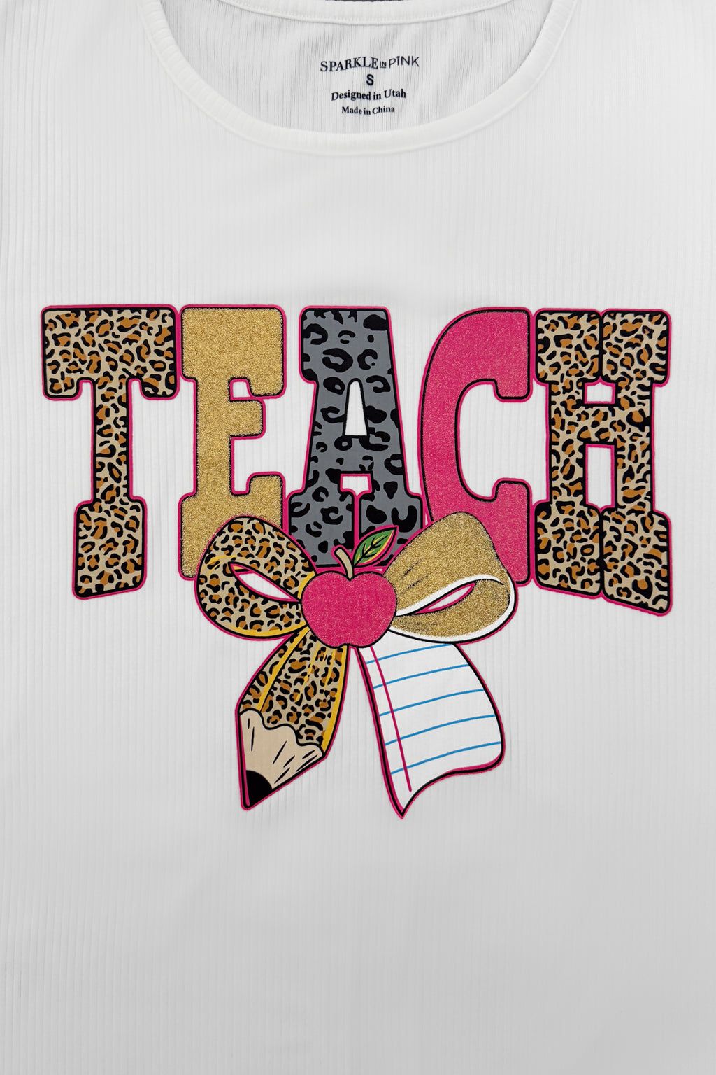 Mom & Me - "Teach & Learn" Glitter Cheetah Print Top