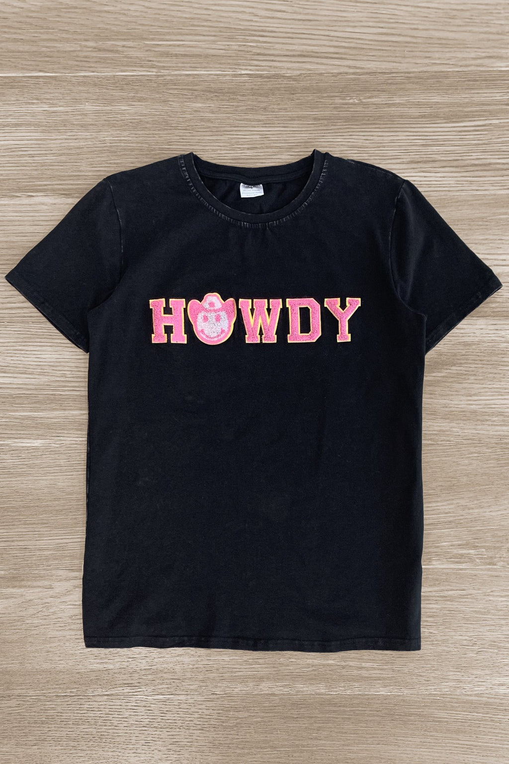 Mom & Me - "Howdy" Black Chenille Patch Top | Sparkle in Pink