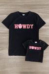 Mom & Me - "Howdy" Black Chenille Patch Top | Sparkle in Pink