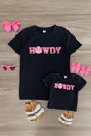 Mom & Me - "Howdy" Black Chenille Patch Top | Sparkle in Pink