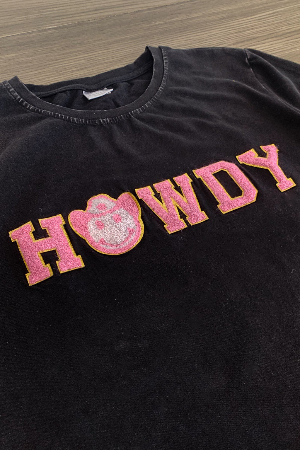 Mom & Me - "Howdy" Black Chenille Patch Top | Sparkle in Pink