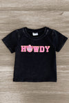 Mom & Me - "Howdy" Black Chenille Patch Top | Sparkle in Pink