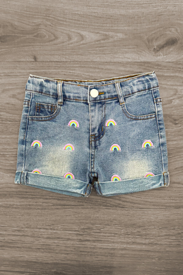 Pastel Rainbow Denim Short Set