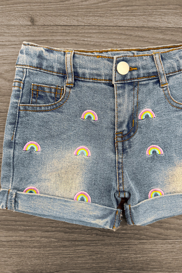 Pastel Rainbow Denim Short Set