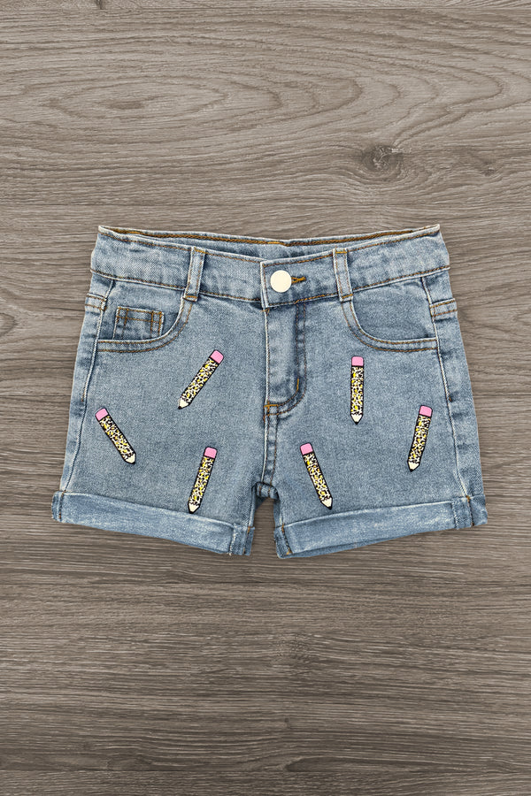 "Pre-K - Sixth Grade" Cheetah Denim Short Set